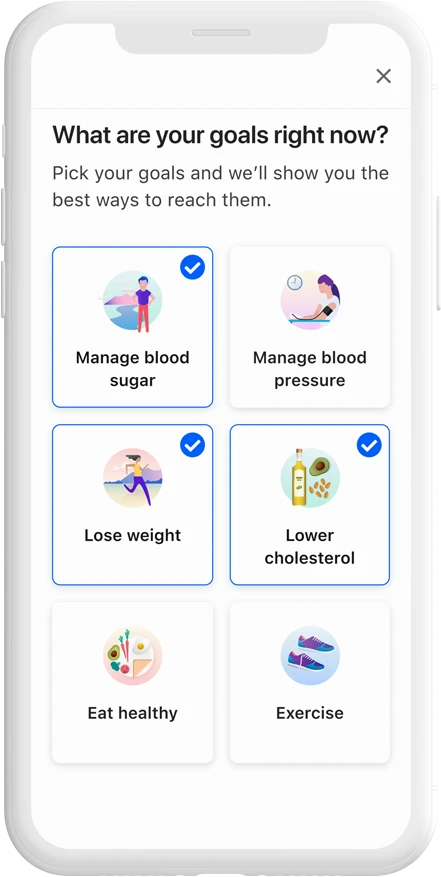 Goals on app screen