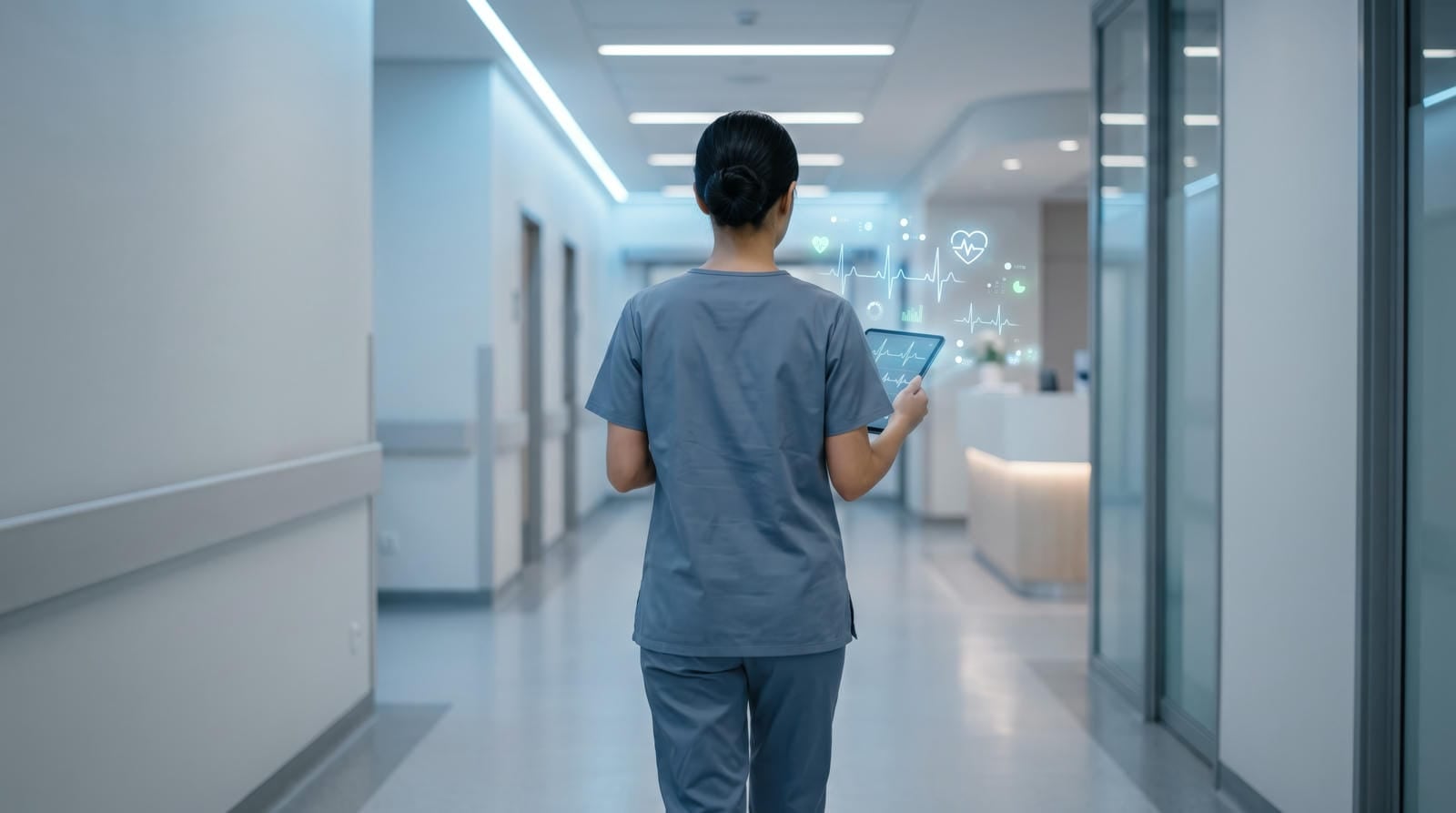 Nurse walking in the hospital