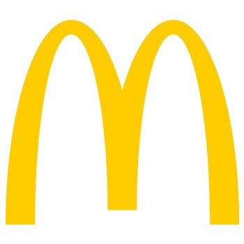 Yellow, double-arched M logo on a white background.