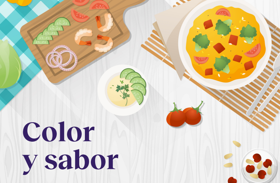 Plan de comidas de un día: color y sabor