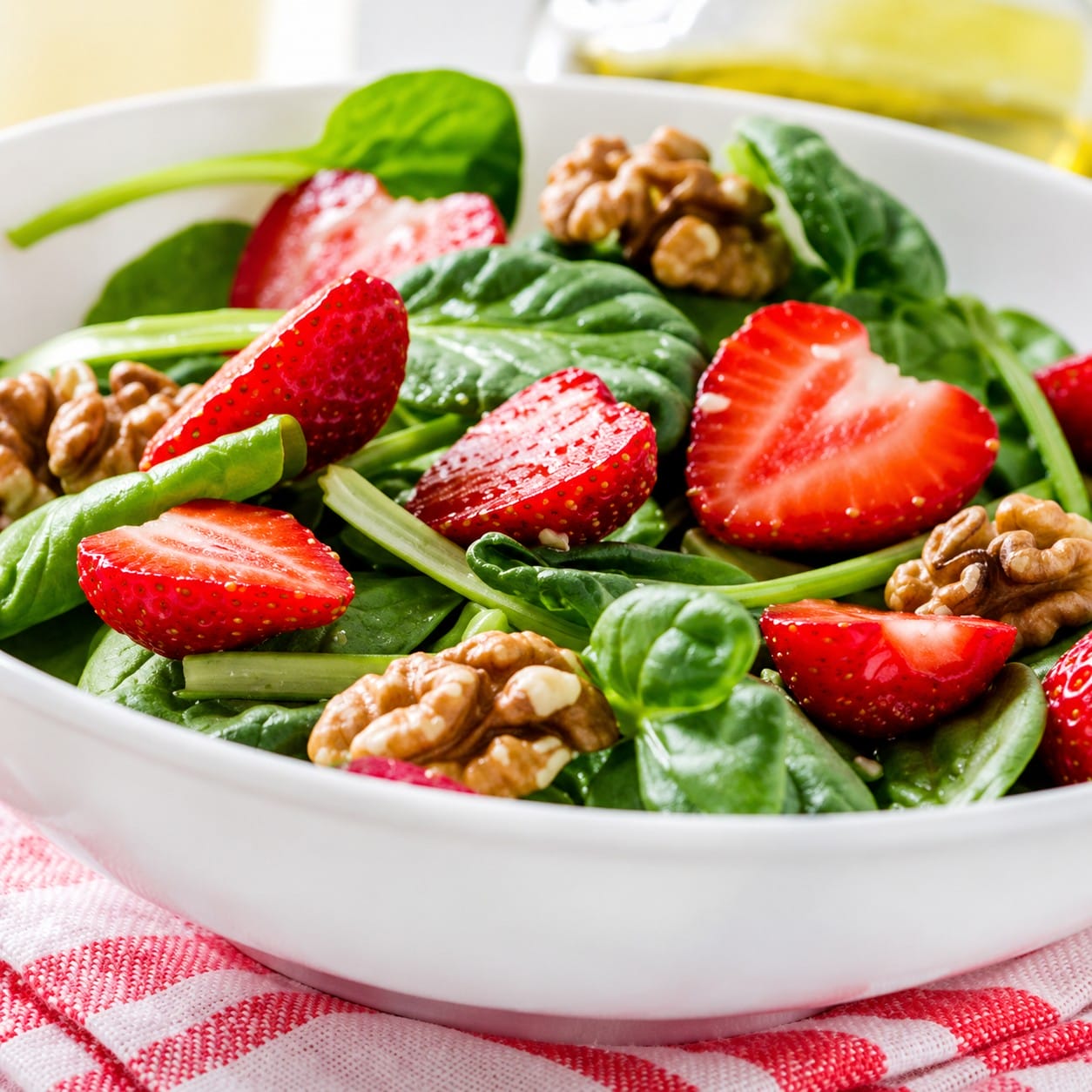 Balsamic berry salad in a white bowl