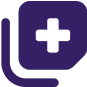 White cross on plum square background