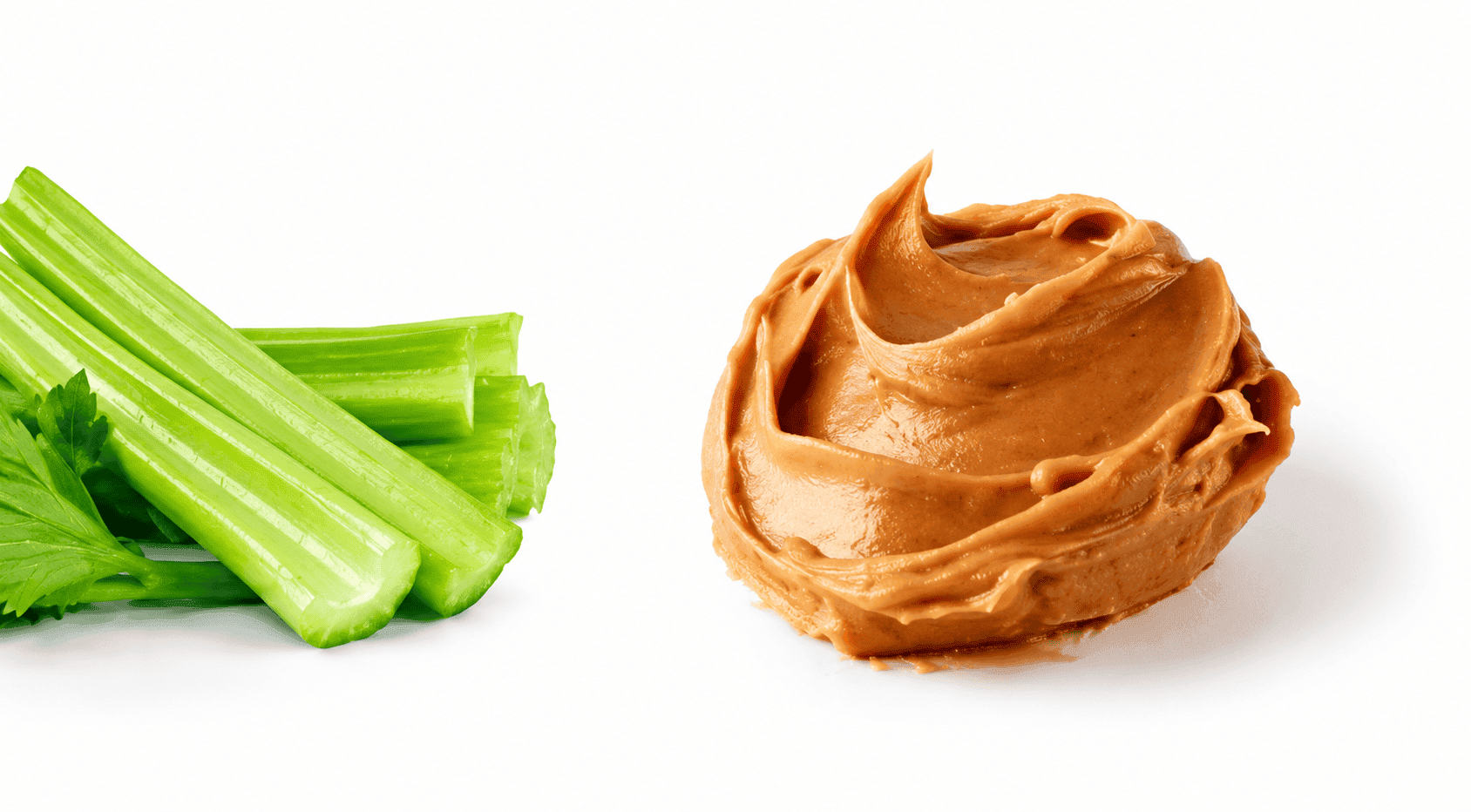 Celery sticks and a glob of peanut butter