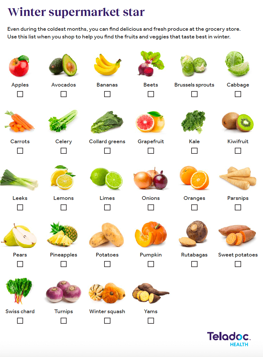 Winter grocery shopping list