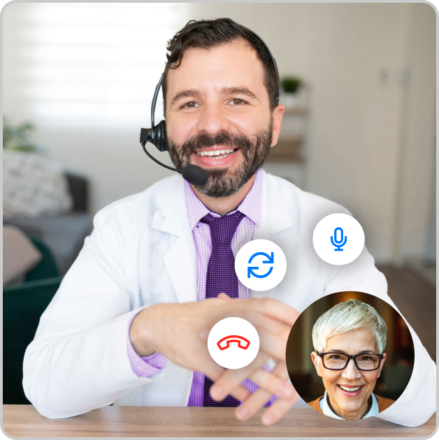 Woman speaking with a healthcare provider during a virtual visit.