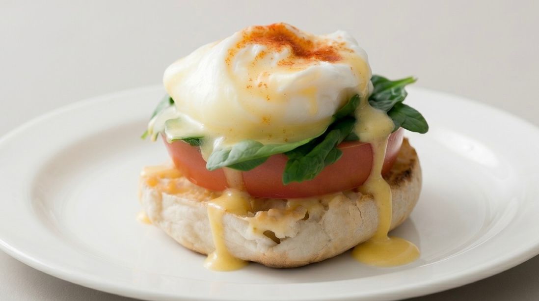 Open-faced english muffin with veggies
