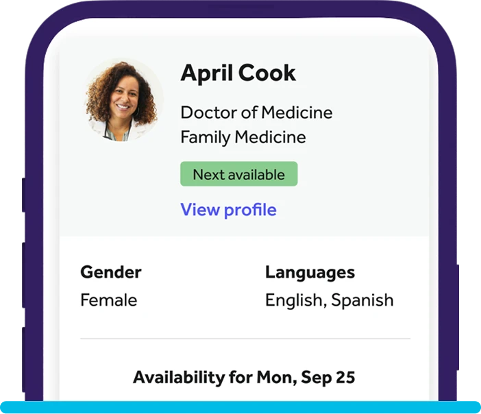 Screenshot of Teladoc Health app