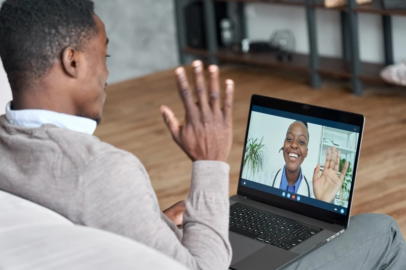 man in a virtual doctor appoinment