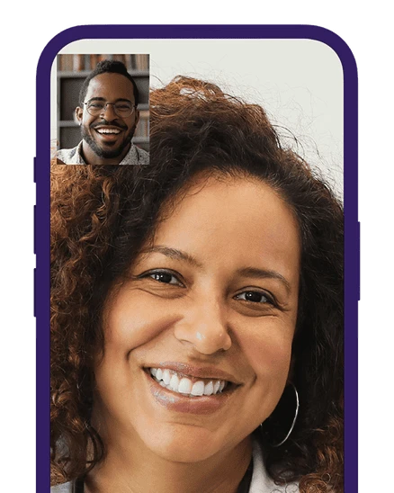 A screenshot of a video call between a man and his healthcare provider.