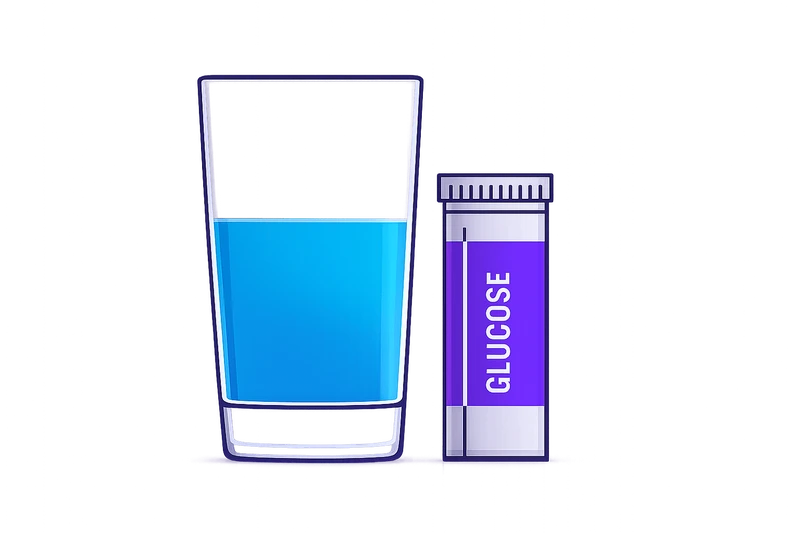 Glass of water and glucose