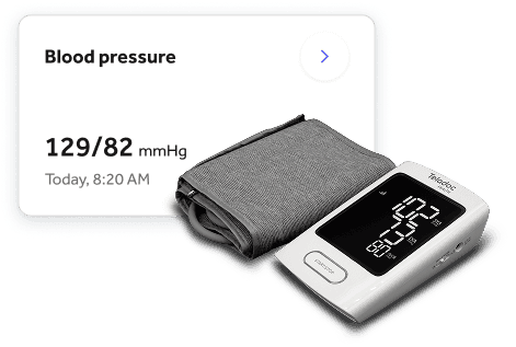 Teladoc Health blood pressure monitor and cuff with app program app ui