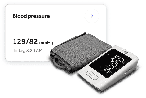 Teladoc Health blood pressure monitor and cuff with app program app ui