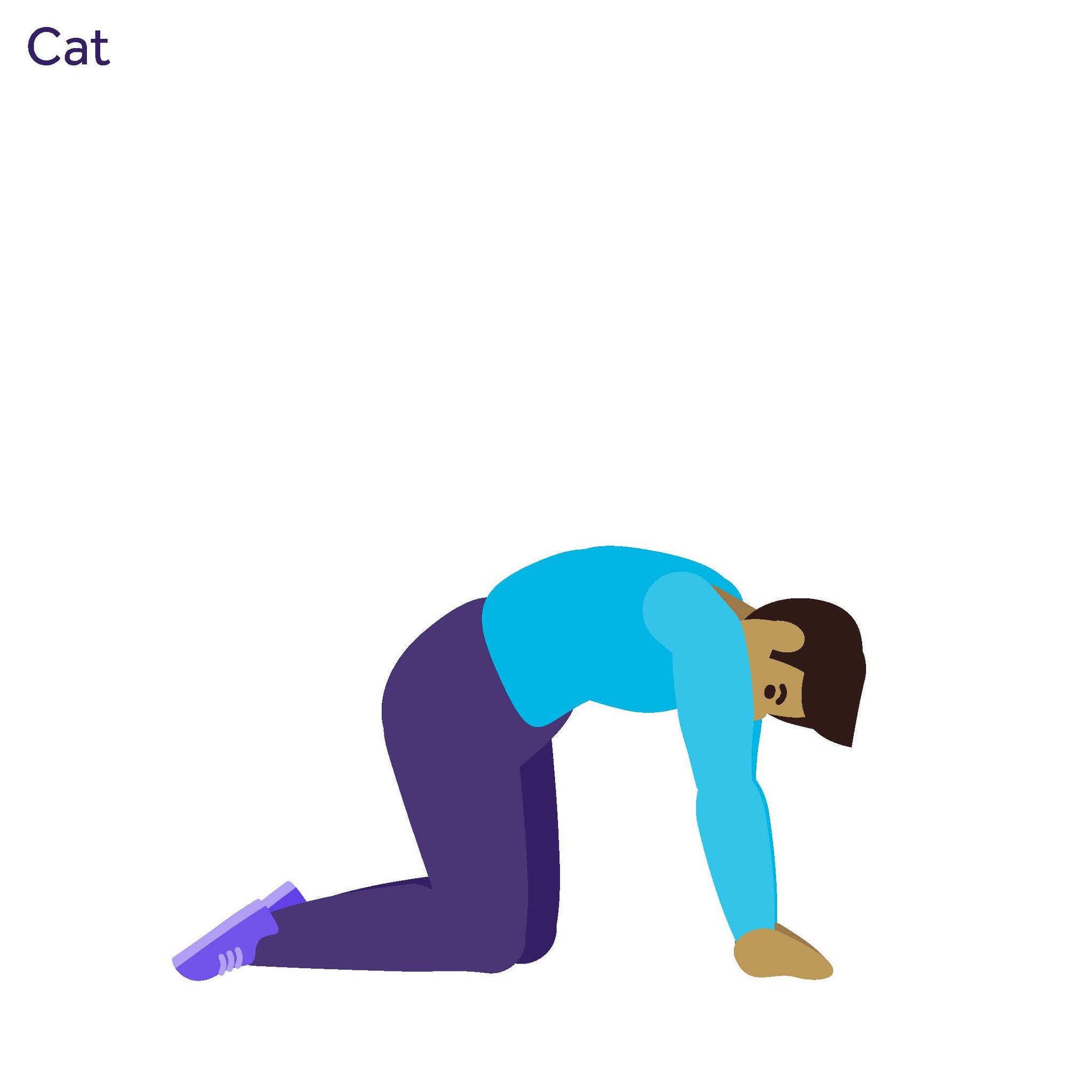 Illustration of a man doing a cat stretch on hands and knees.