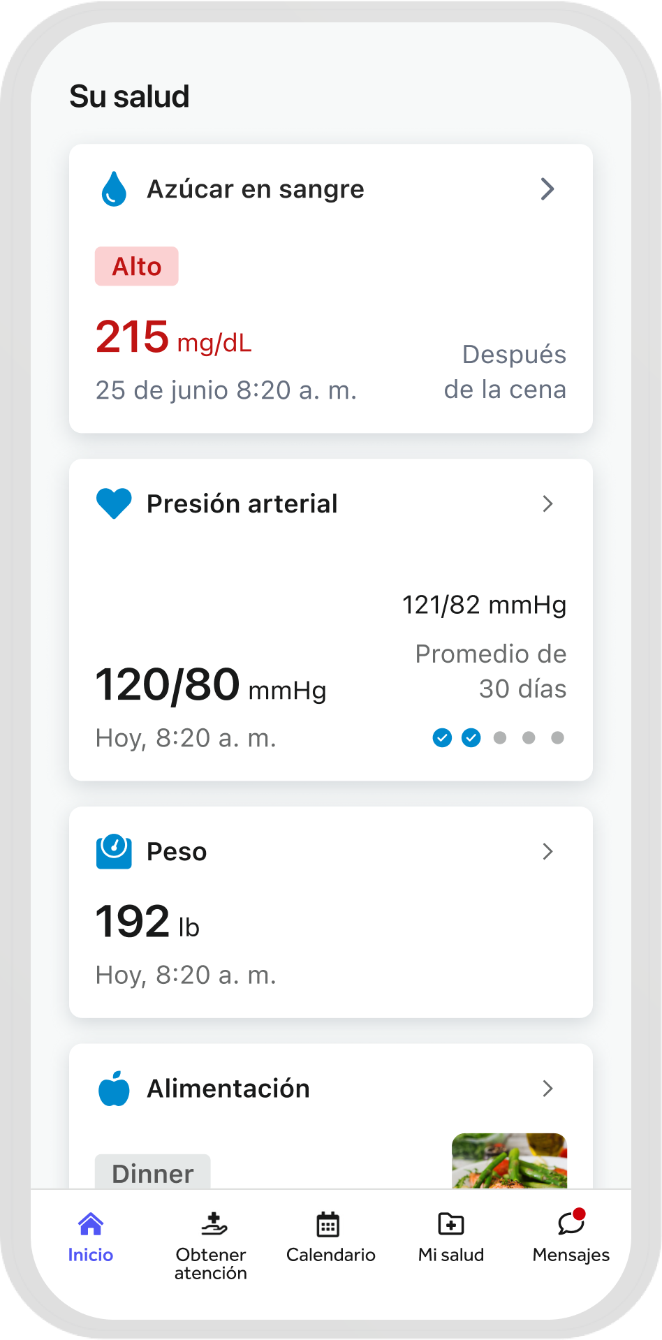 Condition management app screen