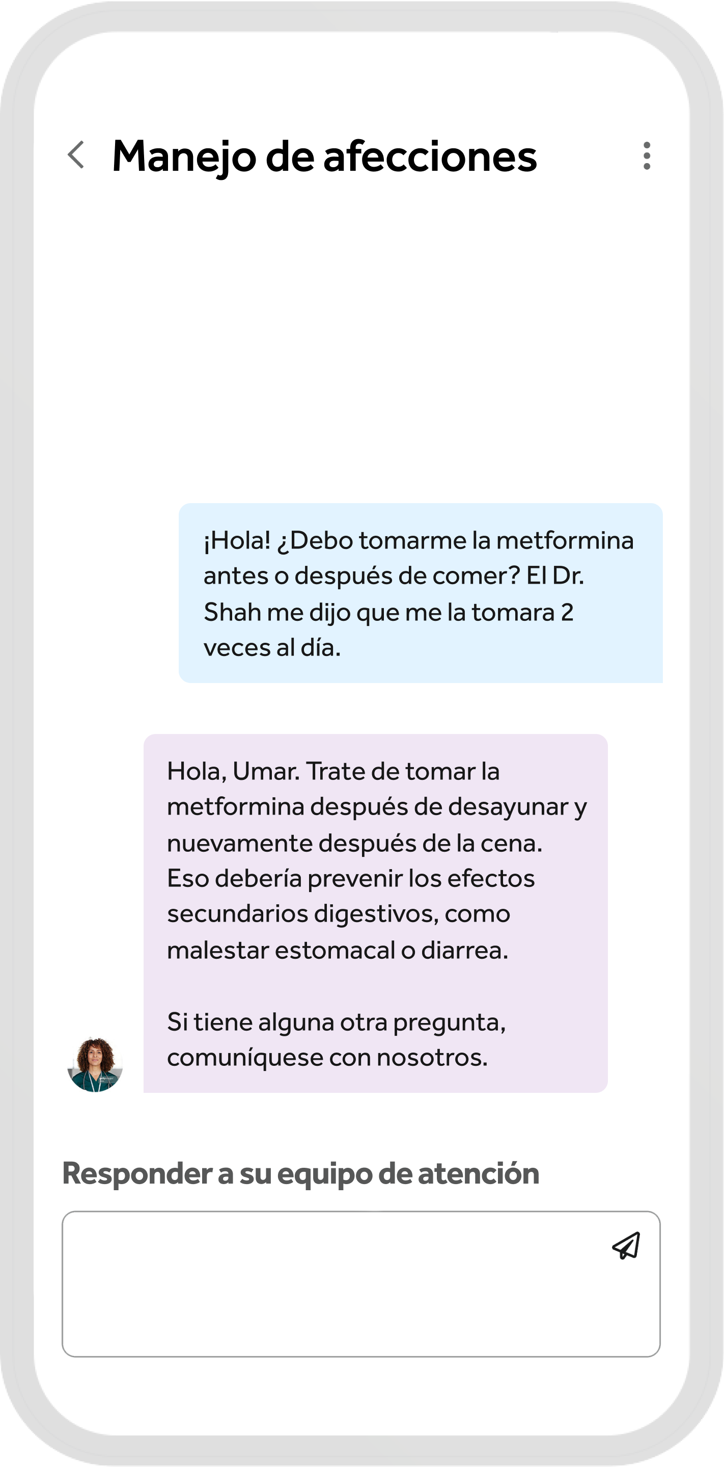 Condition management app messaging 
