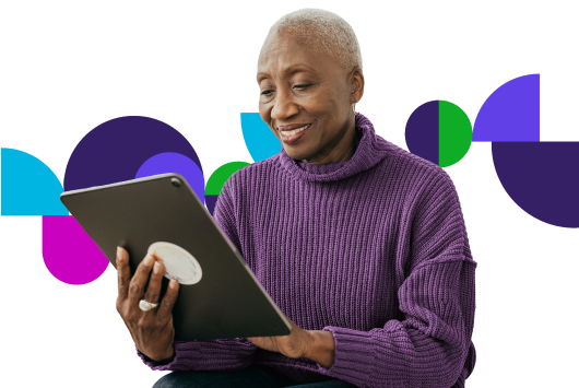 Woman looking at her device