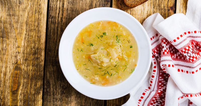 A bowl of cabbage soup