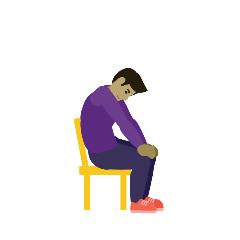 Person kneeling on the floor, stretching forward with one arm extended.