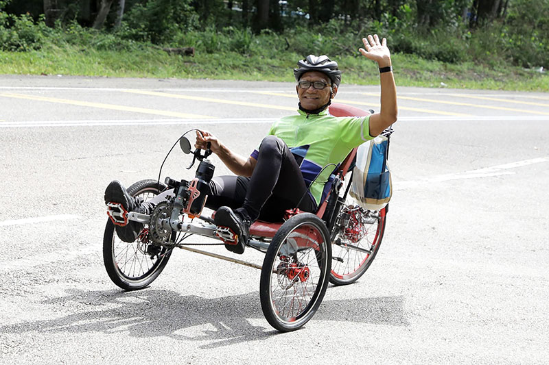 Man participating in a handcycle race
