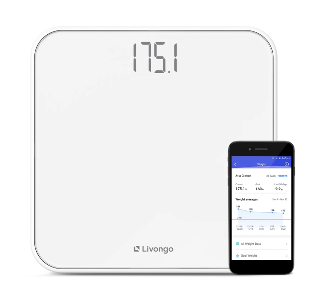 Diabetes prevention app screen and scale