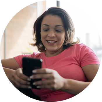 Woman getting medical care via her phone