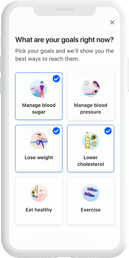 Goals on app screen