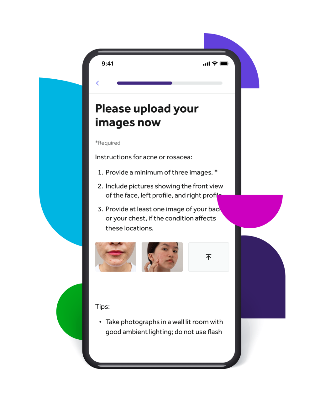 Screen showing the dermatology service in the Teladoc Health app
