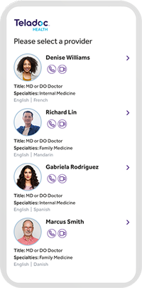 Screen showing a Teladoc Health account