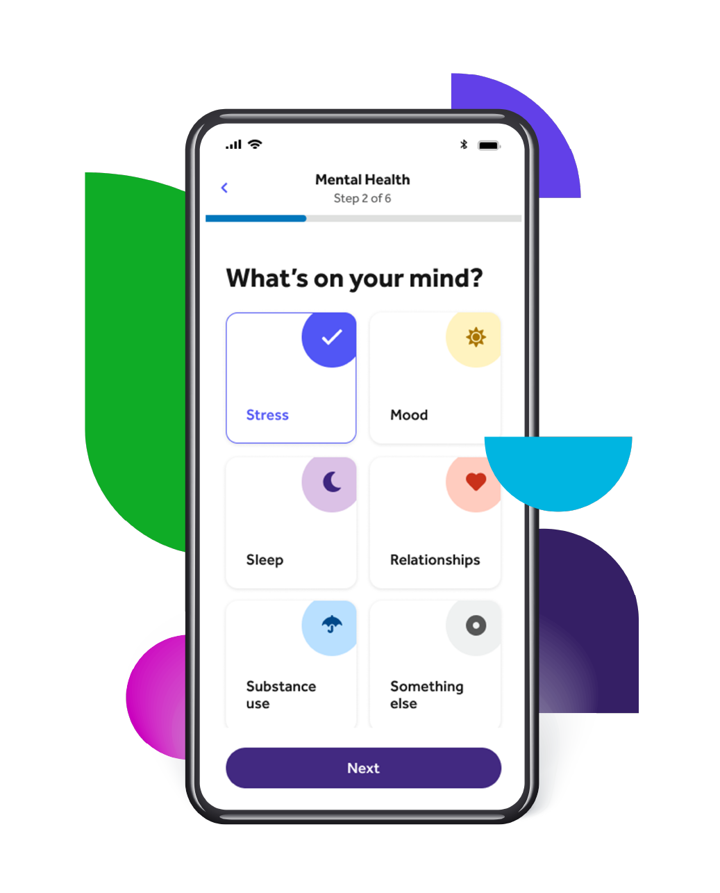 Screen showing mental health in Teladoc Health app