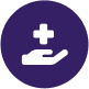 Hand holding medical symbol icon