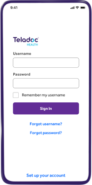 Screen showing a Teladoc Health account