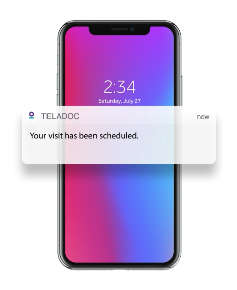 Phone screen with a text