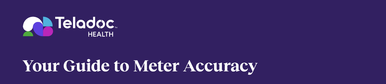 Teladoc Health logo and text reading Your Guide to Meter Accuracy on a purple background.
