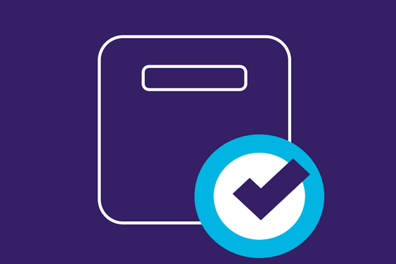Scale logo with check mark