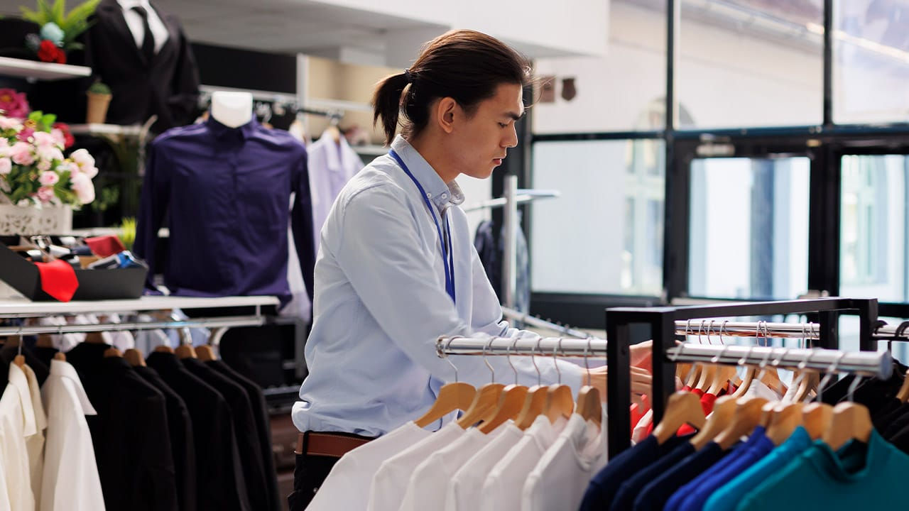 Retail store associate managing inventory