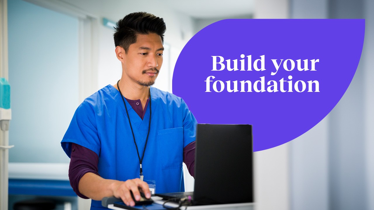 Medical professional working on computer