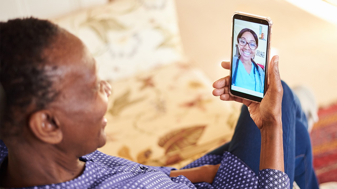 Person using phone to do virtual visit