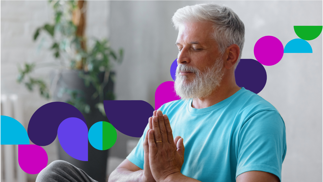 Senior man meditating