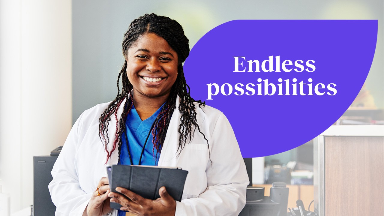  Medical professional holding a tablet