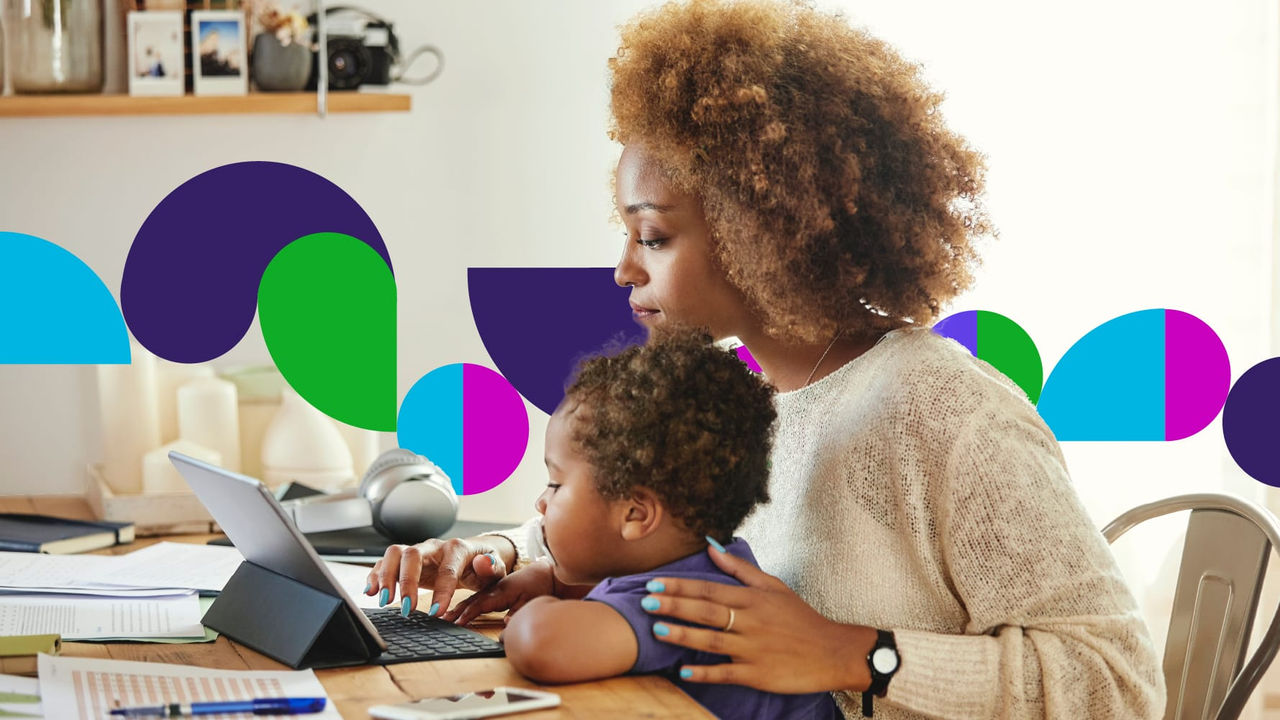 Woman and her child use a tablet to get virtual health care