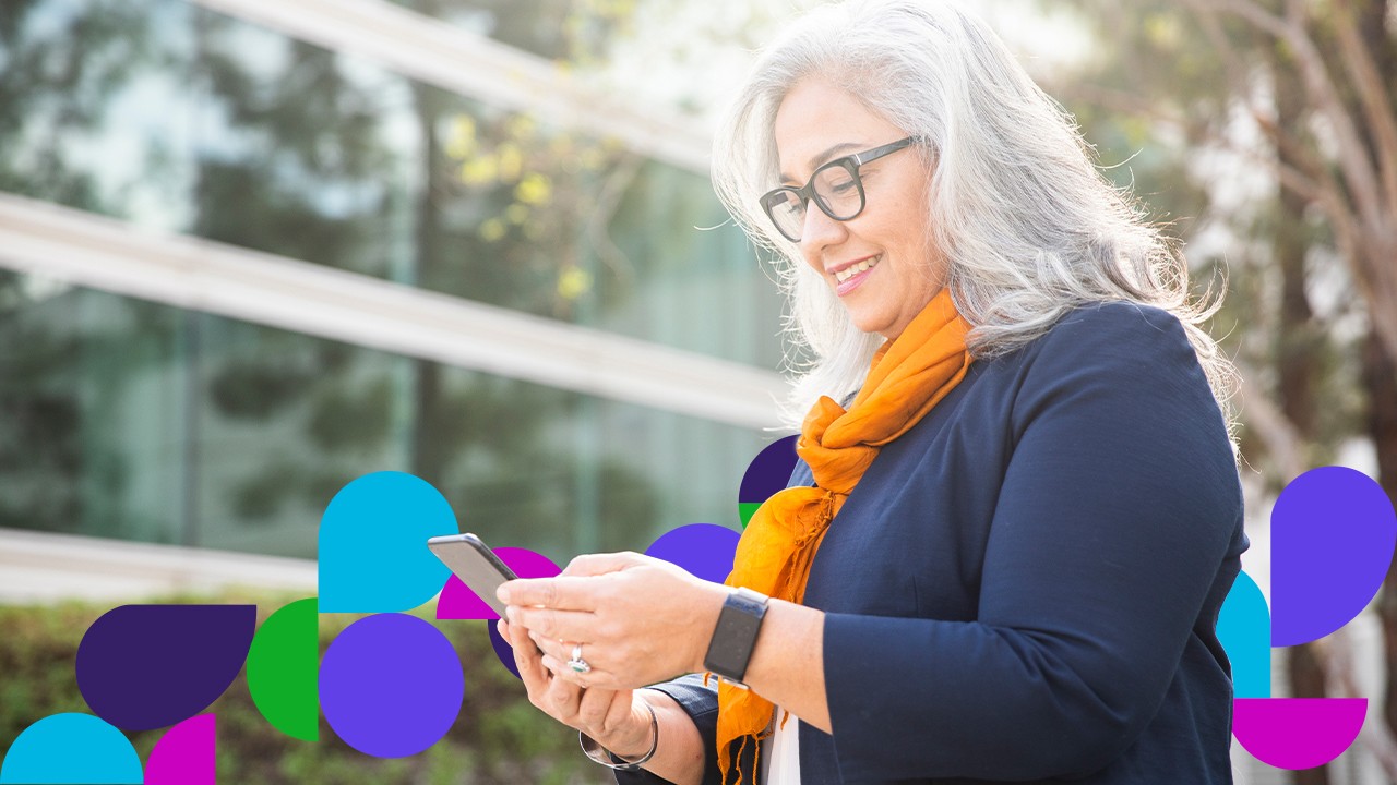  Woman looking at cell phone