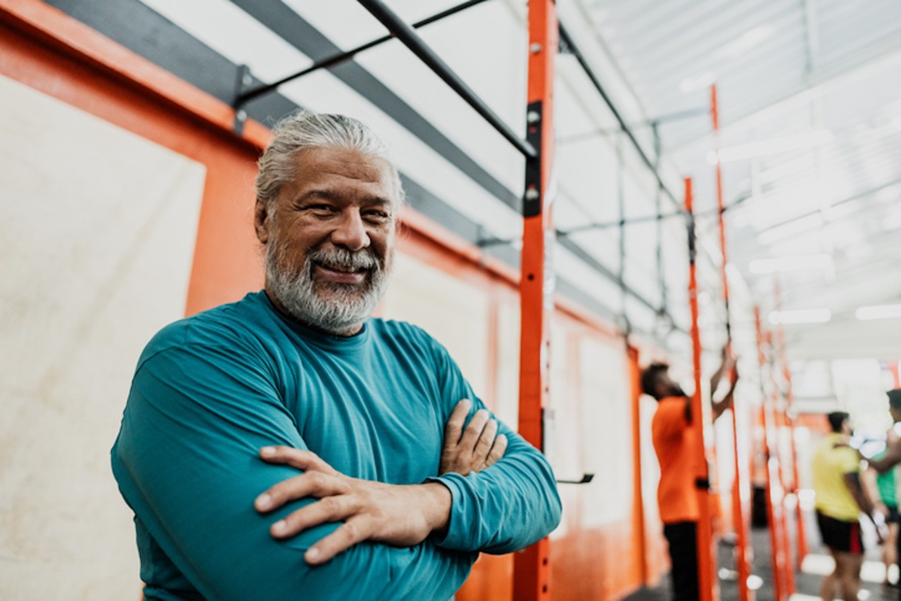 Portrait of a senior man at gym